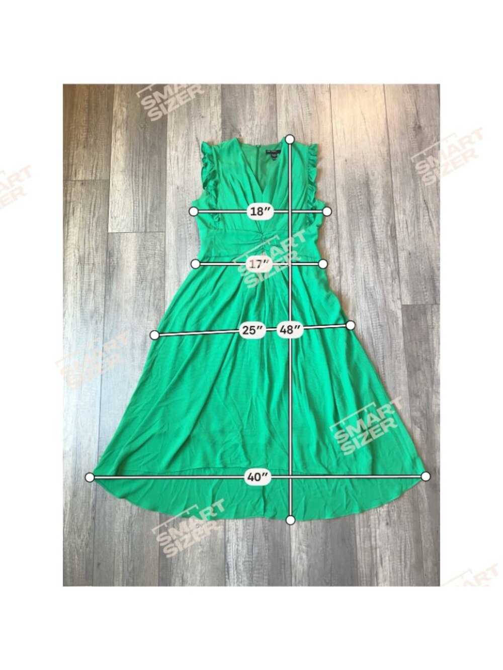 Maggy London Dress Sz 10 Green Chantilly Hi Lo Midi Spring Wedding Guest Ruffle - Picture 5 of 15